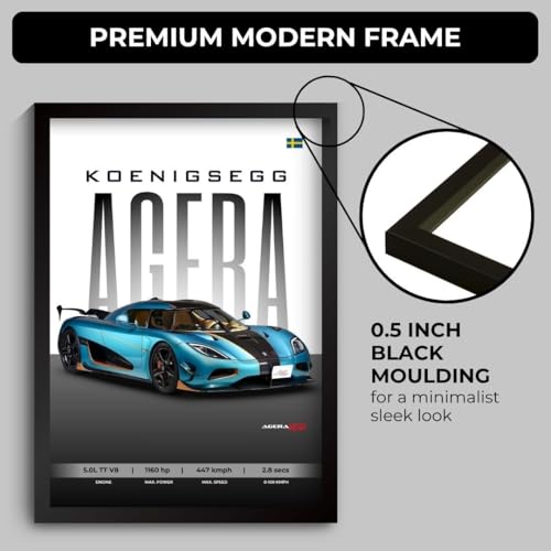 Image of Koenigsegg Agera RSR Poster | Framed Koenigsegg A4 Sized (31 x 23 cm) | Car Poster for Wall, Gift for Boys, Hypercar Frames | Jesko Car Posters for Wall, Bedroom, Hostel, Study Area, Hostel (F 162)
