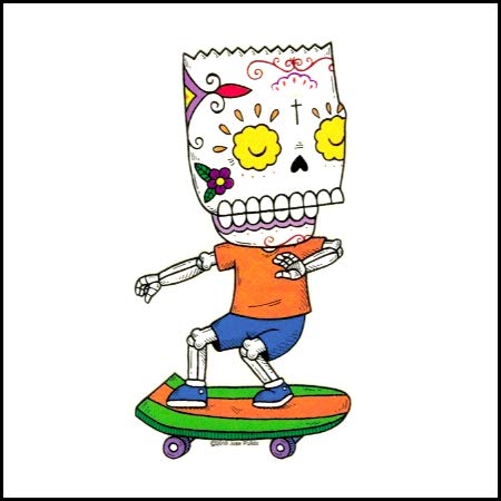 Bart Skateboard - Weather Proof Die Cut Vinyl Day of The Dead Sticker