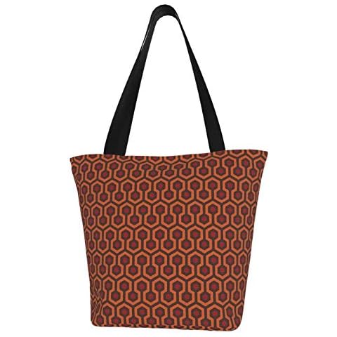 antcreptson Redrum Overlook Hotel Carpet Stephen King's The Shining Canvas Tote Bag Beach Travel Reusable Grocery Shopping Portable Storage Handbag Cover