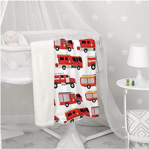 Image of Fire Truck Fireman Baby Blanket Gifts Super Soft Swaddle Newborn Cozy Baby Receiving Blanket Stroller Throw Blanket for Crib 40x30 in forBaby /Puppy