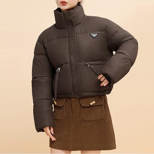 Womens Cropped Puffer Jacket Fashion Short Quilted Jacket Teen Girl Cute Puffy Bubble Coat Winter Warm Down Outerwear2