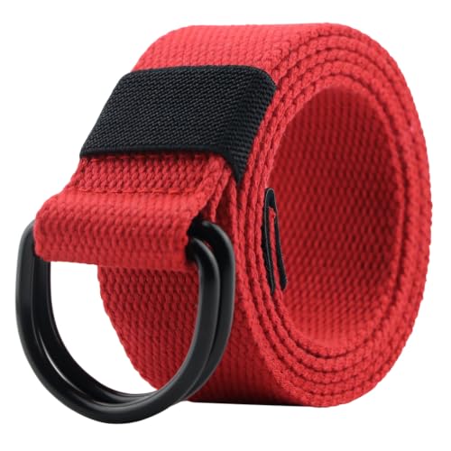 Image of Cloth Canvas Belt for Men Women, Fabric Double D Ring Belt