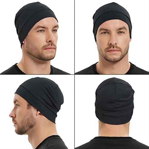 Headshion Cooling Skull Caps For Men Women,2-Pack Helmet Liner Thin Lightweight Beanie For Cycling Black & Grey #TOP6