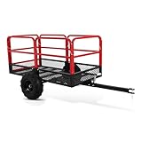 Garvee ATV Trailer Garden Dump Cart Tow Behind, 1500 LBS 22 Cubic Feet Heavy Duty Steel Pull Behind Yard Wagon Cart with 2 Wheels, for Lawn Mower Tractor, ATV, UTV