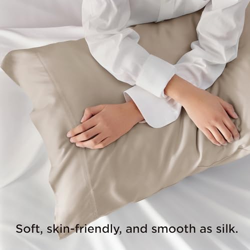 Image of Bedsure Simply Taupe Pillow Cases Queen Set of 2, Rayon Derived from Bamboo