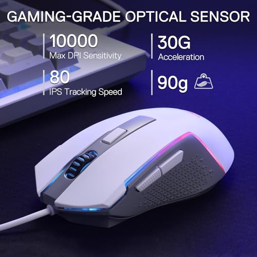 Image of Redragon S151 Gaming Keyboard & Mouse Combo, 104 Keys K525 Wired RGB Membrane Keyboard and 10000 DPI Wired M616 Gaming Mouse Bundle