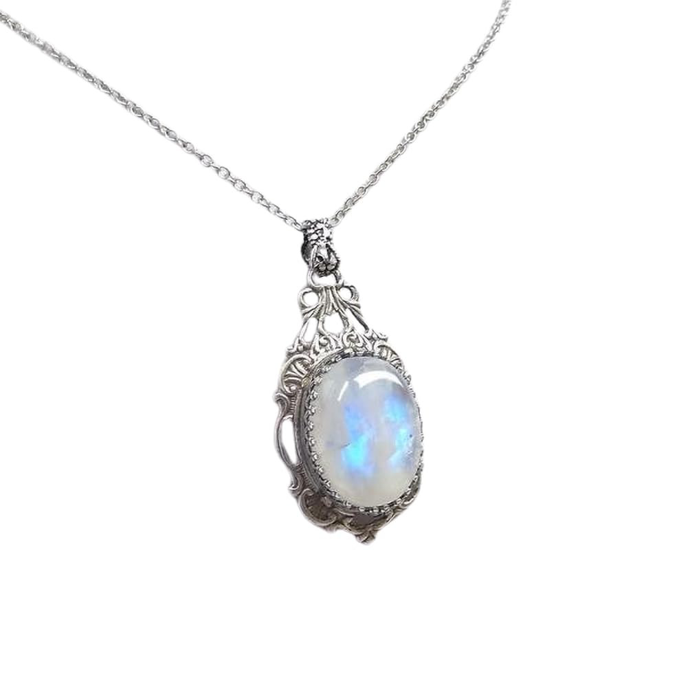 Vintage Moonstone Necklace for Women - Moonstone Pendant & Gemstone Necklace Gift for Her