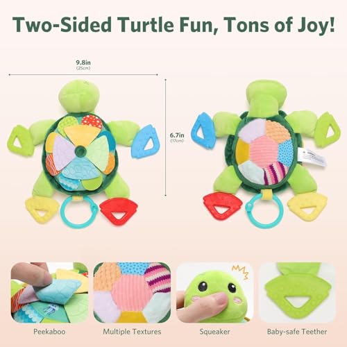 Baby Sensory Toys 0-6 6-12 Months, 6 in 1 Tummy Time Plush Flip Turtle Toy by Knirose - Used condition - Image 2