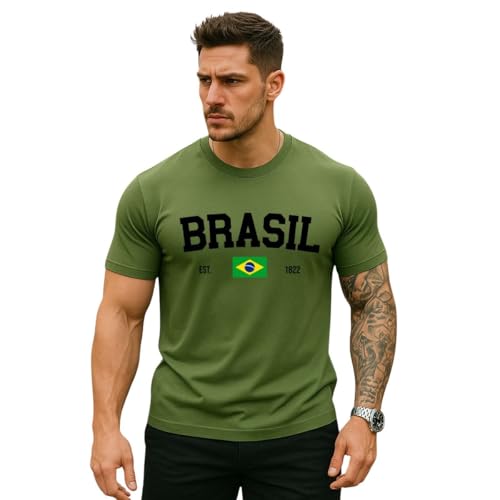 Camiseta Masculina Brasileira 100% Algodão Premium Copa do Mundo Brasil