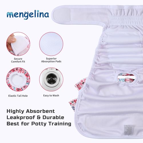 Image of Reusable Dog Diapers Female 3 Pack Doggie Diapers for Period Heat Incontinence Puppy Training (X-Small, RedFlower)