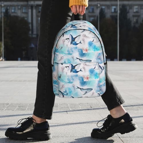 Sac à dos confortable imprimé baleine pour université et travail - 7