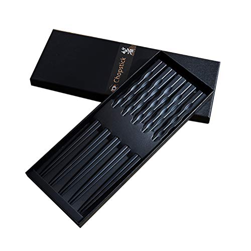 Fiberglass Chopsticks - Reusable Chopsticks Dishwasher Japanese Sushi Chop Stick 5 Pairs Gift Set with box Safe Non-slip 9 1/2 Inches -Fiberglass