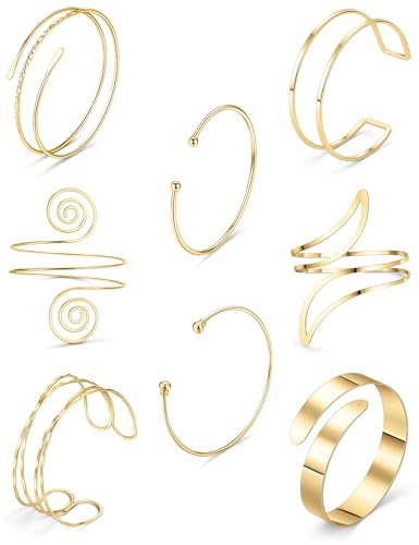 FINZOR Arm Cuff Bracelet for Women Arm Layered Cuff Bangles Adjustable Coil Swirl Armlet ArmBand Stackable