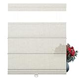 BERISSA Roman Shades for Windows Top Down Bottom Up Linen Cordless Sheer Roman Blinds,Thermal Insulated Room Darkening Window Shades for Home Office，Light Filtering Linen Beige,Custom Size