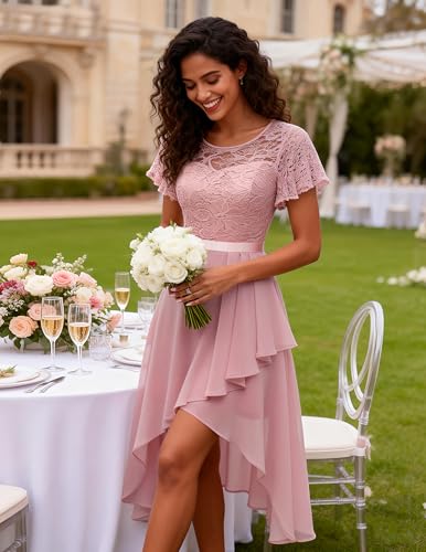 Image of Wedtrend Women's Formal Wedding Guest Dress Ruffle Bridesmaid Dress Flutter Sleeve Prom Dresses for Teens