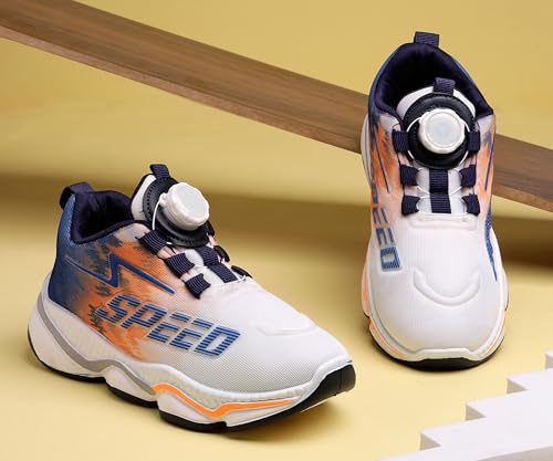 Image of Kids Auto lace-up Shoes with Rotary Dial Lock | Stylish Dual Color Tone| Sturdy Design, Cushioned Insole, Slip Resistant