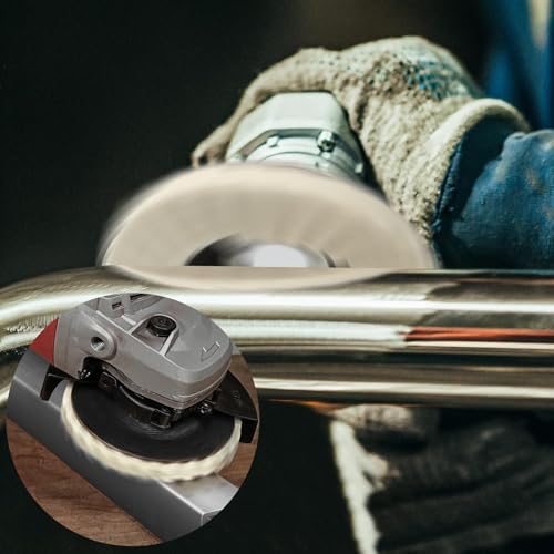 5 Stück Polierscheibe 125mm x 22.2mm Filz Polierfächerscheibe für Winkelschleifer Flex Polier Scheibe Glanz Polierscheiben aus Wollfilz zum Schleifen und Polieren von Lack Holz, Edelstahl Plastik