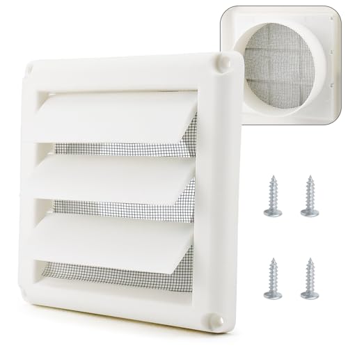 Cenipar 4 inch Stainless Steel Dryer Vent Cover with Moving Lamella and Screen,4'' Square Stainless Steel Exterior Wall Outlet Includes 4 Screws for Easy Installation