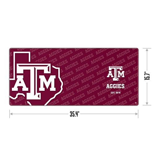 Image of YouTheFan NCAA Texas A&M Aggies Logo Series Desk Pad | Water And Stain Resistant, Heavy-Duty Non-Slip Rubber Backing, Stitched Edge, Fits Under Mouse, Computer And Keyboard