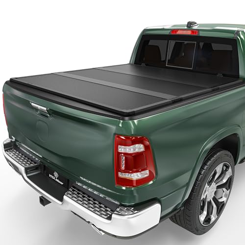 YITAMOTOR FRP Hard Tri-Fold Truck Bed Tonneau Cover Fit for Dodge Ram 1500 New Body Style 2019 2020 2021 2022 2023 2024 2025, 6.4 ft Bed Without Rambox 6'4" Hard 3-Fold 2019-2025 1500 new bo
