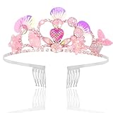 AMCAMI Mermaid Crown Hairband - Fish Scale Style, Pink Alloy, for Women's Birthday, Hair Styling, Hair Accessories, Party Supplies