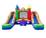 Crossover Rainbow Inflatable Bounce House with Double Inflatable Water Slides for Kids, 16.5 x 15 x