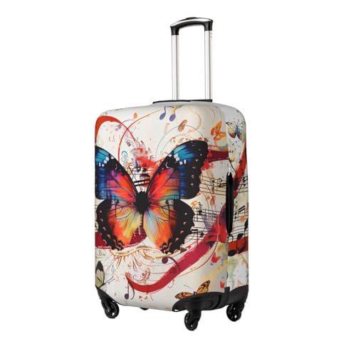 Musica Butterfly Print Travel Luggage Cover - Personalization Elastic Suitcase Protector,S(Fit 18-21 Inch Luggage)2