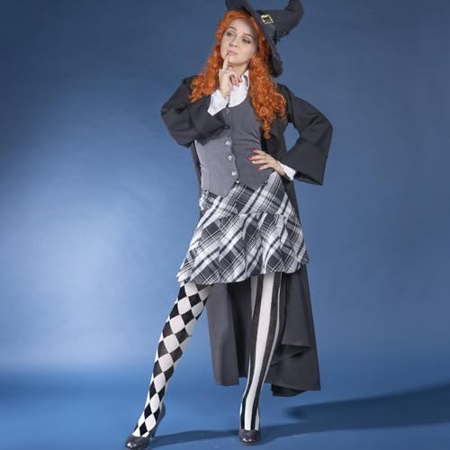 Black and White Striped Tights,Girls Halloween Clown accessories Stripy Stockings Women Adults Jester Tight Stripe Tights Halloween Ladies Clown Dress Accessories,for Halloween Cosplay (A) - Image 3