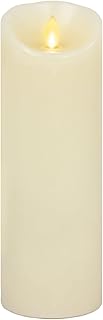 Scalloped Edge Flameless LED Candle, Warm White, 3" x 8.5", Battery Operated, Moving Flame, Real Wax Pillar with Timer, Vanilla Honey Scented