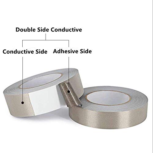 Missyoung GRAY-T-C-25-20 Silver Double Sided Conductive Adhesive Tape, 1In X 65Ft, High Shielding, Waterproof, For Emi Lf Emf Rfi Rfid Rf Signal Blocking thumb #4