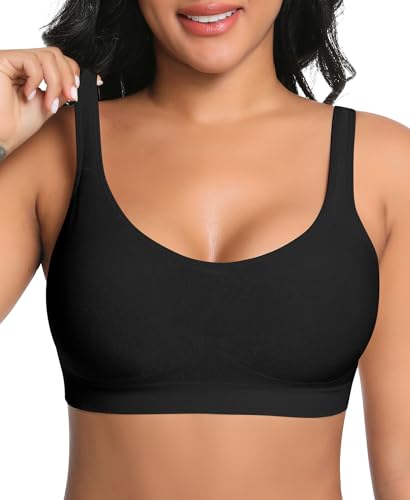 Image of Wireless Sewn in Padded Bras for Women Comfortable Full Coverage Bralettes No Underwire Everyday Tshirt Bra