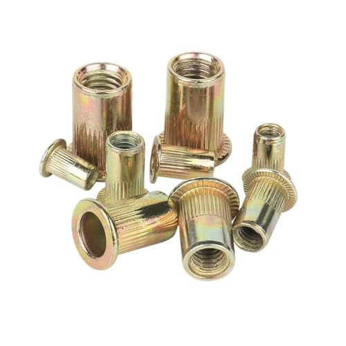 50 Uds. Remache for insertar roscado de cabeza plana ciega de acero al carbono remache Nutsert tapa de Tuercas moleteadas(M4)