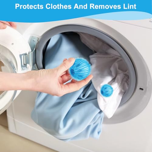 VMUTGA 12 Stücke Tierhaarentferner Waschmaschine, Waschmaschine Flusenball, Katzenhaarentferner, Hundehaare Entfernen, Trocknerbälle für Entfernt Tierhaare, Flusen und Fussel (Dunkelblau)