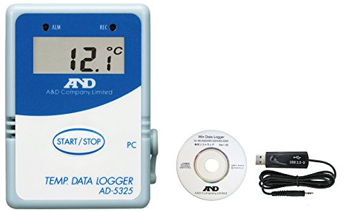 A&D 温度データロガー8000メモリー通信セット付属 AD5325SET 一般(ISO)校正付(検査成績書+トレサビリティ体系図)