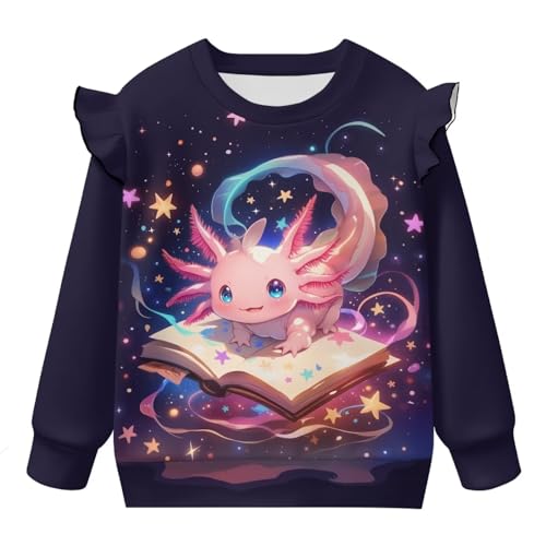 Axolotl Sweatshirt Toddler Clothes Cute Long Sleeve Shirt for Girls Fall Sweatshirts Pullover Tee Tops 1Y-8Y
