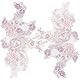 CABODYALS 2 Stück 3D Blumen Pailletten Applikation Mit Perlen Bestickte Spitzenapplikationen Rosa Polyester Stickerei Spitze Blumen Näh Tüll Patches Zum Nähen von Kleidern Kleidung Abendkleidern Heimw