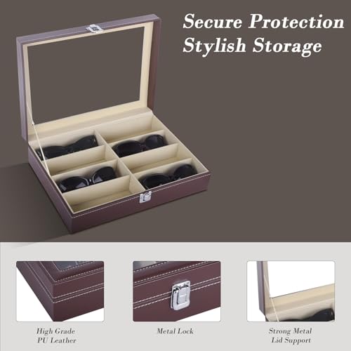 Image of AUTOARK Leather 8 Piece Eyeglasses Storage and Sunglass Glasses Display Case Organizer