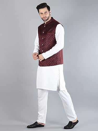 Image of Uri and MacKenzie Men's Silk Blend Kurta Pajama with Designer Ethnic Nehru Jacket /Modi Jacket