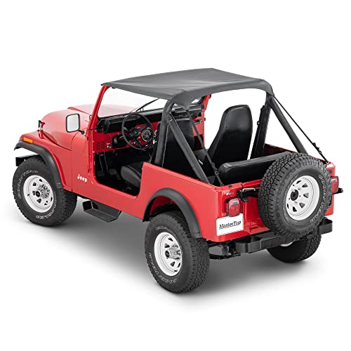 MasterTop Strap Style Bimini Top - Fits Jeep Wrangler YJ & CJ-7 1978-1991 - Luxurious 3-layer 30 oz MasterTwill Fabric - Open-Air Experience & Protection From Any Weather - No-Drill Installation