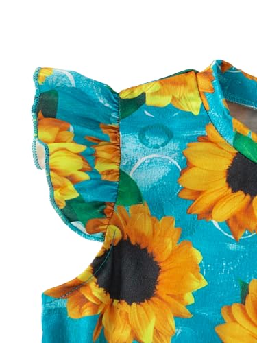Little Girls Ruffle Short Sleeve Sunflower T-Shirts Crewneck Kids Tee Tops 2 Packs Girl Summer Outfit Clothes4