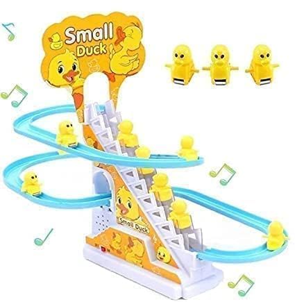 Image of Duck Track Toys for Kids - Stair-Climbing Escalator with Lights & Music, Includes 3 Small Ducks - Interactive Duck Track Slide Toy - Perfect Toddler Gift