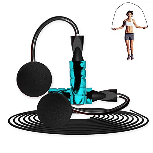 Jump Rope Ropeless Jump Rope,Cordless Jump Rope for Fitness Weighted Jump Rope ,Jump Rope for Kids,Give a Free Rope(Blue)