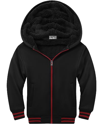 Image of SWISSWELL Unisex Boys Girls Fleece Hoodie Sherpa Lined Jacket Zip Up Hooded Sweatshirt Winter Outerwear for Kids