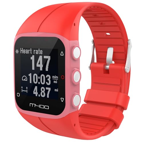 GIOPUEY Correas Compatible con Polar M400/M430, Suave Silicona La Correa [Resistente al Desgaste] [Transpirable] Pulsera - Red
