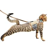 Tactical Cat Harness and Leash for Walking Escape Proof Breathable Mesh Fabric, Jungle Camo, Large, Adjustable Cat Walking Jackets, Padded Stylish Cat Vest
