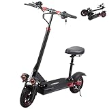 J01 Monopattino Elettrico Adulto con Sella, Scooter Elettrico Pieghevole con Sospensione Completa, 60KM di Autonomia, 10" Pneumatici, Carico massimo 120KG (J01(800W-48V-60KM))