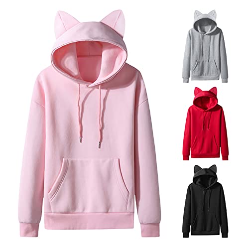 Unisex Hoodies Cat Ear Hooded Sweater Coats Long Sleeve Hoodies Sweatshirt Blouse Pullover Outwear for Women Men2