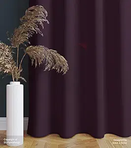 Shree Shyam Furnishings Dim Out Faux Silk Solid Ring top Blackout Long Door Curtains - 9 feet, Wine, Set of 4 Pieces