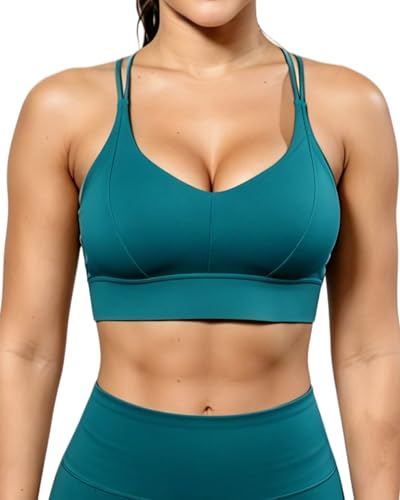 Image of Grace Form Sports Bra for Women Strappy Medium Support Push Up Padded Sports Bra for Running Workout Bra Yoga Bra