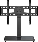 MOUNTUP Universal TV Stand, Table Top TV Stands for 37 to 70 Inch Flat Screen TVs - Height Adjustable, Tilt, Swivel TV Mount with Tempered Glass Base Holds up to 88 lbs, Max VESA 600x400mm MU0031